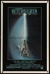 2m017 RETURN OF THE JEDI 1sh '83 George Lucas classic, art of hands holding lightsaber!