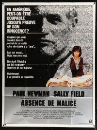 2p423 ABSENCE OF MALICE French 1p '82 Paul Newman, Sally Field, Sydney Pollack, cool design!