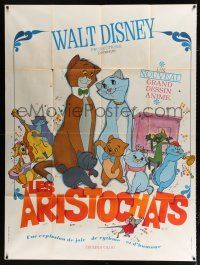 2p441 ARISTOCATS French 1p '71 Walt Disney feline jazz musical cartoon, great animation image!