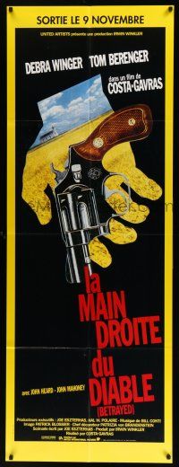 2p362 BETRAYED French door panel '88 Cosa-Gavras, cool different art of hand holding gun!