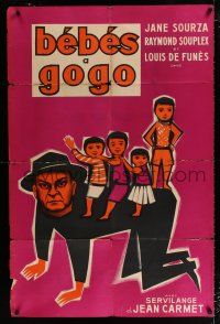 2p376 BABES A GOGO French 31x47 R60 wacky art of kids riding on man's back!