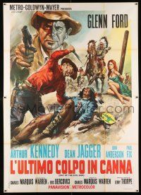 2p036 DAY OF THE EVIL GUN Italian 2p '68 Stefano art of Glenn Ford, Kennedy & Native Americans!