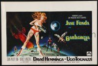 2s347 BARBARELLA Belgian '68 sexiest sci-fi art of Jane Fonda by Robert McGinnis, Roger Vadim