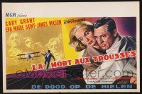 2s392 NORTH BY NORTHWEST Belgian '59 art of Grant & Saint + cropdusting & Mt. Rushmore, Hitchcock