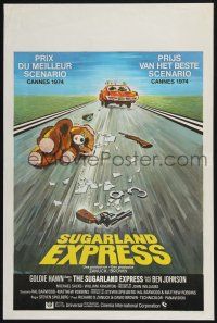 2s417 SUGARLAND EXPRESS Belgian '74 Steven Spielberg, Goldie Hawn, cool different art!