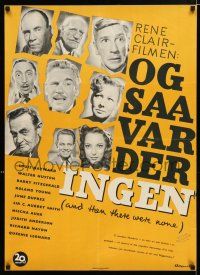 2s439 AND THEN THERE WERE NONE Danish '50 Walter Huston, Agatha Christie, Rene Clair!