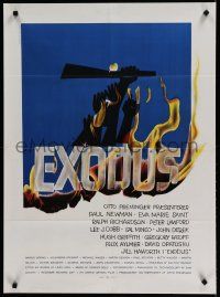 2s456 EXODUS Danish '61 Otto Preminger, great artwork of arms reaching for rifle by Saul Bass!