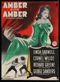 2s462 FOREVER AMBER Danish '50 sexy Linda Darnell, Cornel Wilde, directed by Otto Preminger!