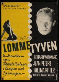 2s496 PICKUP ON SOUTH STREET Danish '53 Richard Widmark & Jean Peters in Samuel Fuller noir classic!