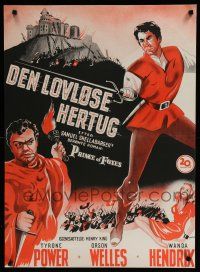 2s500 PRINCE OF FOXES Danish '51 different art of Orson Welles, Tyrone Power & Wanda Hendrix!