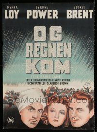 2s502 RAINS CAME Danish '51 Myrna Loy, Tyrone Power wearing turban, George Brent