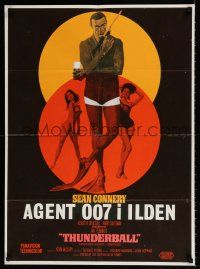 2s515 THUNDERBALL Danish '65 art of Sean Connery as secret agent James Bond 007 by Robert McGinnis!