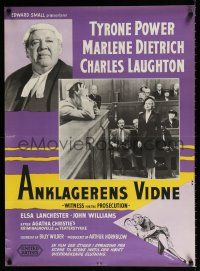 2s526 WITNESS FOR THE PROSECUTION Danish '58 Wilder, Tyrone Power, Marlene Dietrich, Laughton!