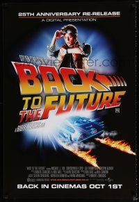 2s023 BACK TO THE FUTURE advance DS English 1sh R10 art of Michael J. Fox & Delorean by Drew!