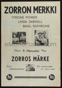 2s098 MARK OF ZORRO Finnish R51 masked hero Tyrone Power with young Linda Darnell!