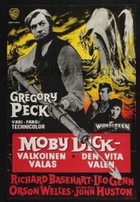 2s099 MOBY DICK Finnish '56 John Huston, great art of Gregory Peck & the giant whale!