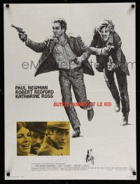 2s179 BUTCH CASSIDY & THE SUNDANCE KID French 23x32 R70s Paul Newman, Robert Redford & Ross!