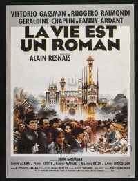 2s151 LIFE IS A BED OF ROSES French 15x21 '83 Alain Resnais, Vittorio Gassman, cool Bilal art!