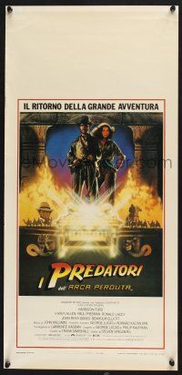 2s828 RAIDERS OF THE LOST ARK Italian locandina 1981 art of adventurer Harrison Ford by Struzan!