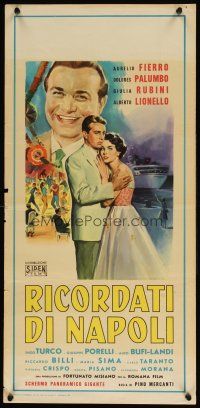 2s831 RICORDATI DI NAPOLI Italian locandina '58 romantic artwork by Carlantonio Longi!