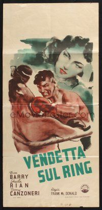 2s832 RINGSIDE Italian locandina '49 art of Don Red Barry fighting in boxing ring!
