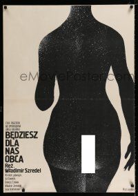 2s209 BEDZIESZ DLA NAS OBCA Polish 27x38 '70s Jacek Neugebauer artwork of naked silhouette!