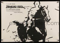 2s219 CRAZY BULLET Polish 27x38 '81 Vasil Kikvidze, Bednarski artwork of man on horseback!