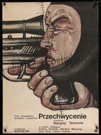 2s248 PEREKHVAT Polish 27x36 '87 Sosnowski artwork of sniper in crosshairs!