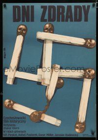 2s196 DAYS OF BETRAYAL Polish 23x33 '73 Dny Zrady I, Erol art of Nazi matchstick swastika w/skulls
