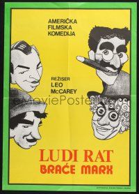 2s291 DUCK SOUP Yugoslavian 19x27 '60s Marx Brothers, Groucho, Harpo & Chico, wacky art!