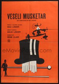 2s303 LAUGH WITH MAX LINDER Yugoslavian 19x27 '63 French comedic genius, cool artwork!