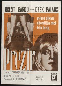 2s304 LE MEPRIS Yugoslavian 20x28 '63 Jean-Luc Godard, sexy Brigitte Bardot, different image!