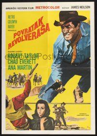 2s321 RETURN OF THE GUNFIGHTER Yugoslavian 19x27 '67 art of cowboy Robert Taylor w/six gun!
