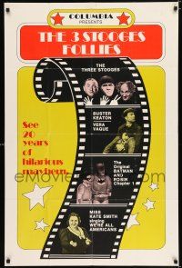 2t015 3 STOOGES FOLLIES 1sh '74 images of The Three Stooges, Buster Keaton, Vera Vague & Batman!