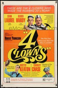 2t017 4 CLOWNS 1sh '70 Stan Laurel & Oliver Hardy, Buster Keaton, Charley Chase!