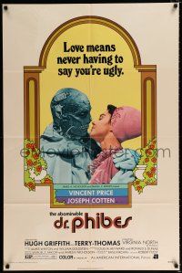 2t022 ABOMINABLE DR. PHIBES 1sh '71 Vincent Price says love means never having to say you're ugly!