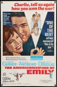 2t041 AMERICANIZATION OF EMILY 1sh '64 James Garner, Julie Andrews, Paddy Chayefsky!