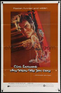 2t054 ANY WHICH WAY YOU CAN 1sh '80 cool artwork of Clint Eastwood by Bob Peak!