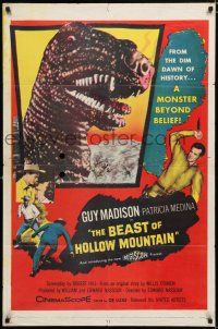 2t071 BEAST OF HOLLOW MOUNTAIN 1sh '56 from the dawn of history, a dinosaur monster beyond belief!