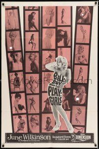 2t078 BELLBOY & THE PLAYGIRLS 1sh '62 sexy 3D June Wilkinson, Coppola, cool film strip design