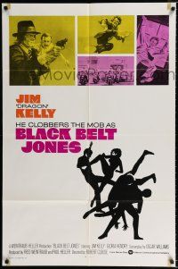 2t089 BLACK BELT JONES int'l 1sh '74 Jim Dragon Kelly, Scatman Crothers, cool kung fu silhouette art