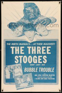 2t119 BUBBLE TROUBLE 1sh '53 cool images of the Three Stooges - Moe, Larry and Shemp!