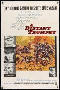 2t198 DISTANT TRUMPET 1sh '64 cool art of Troy Donahue vs Indians by Frank McCarthy!