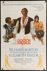 2t199 DOCTOR FAUSTUS 1sh '68 art of pretty Elizabeth Taylor & director and star Richard Burton!