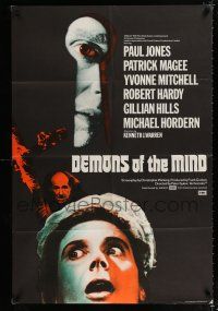 2t191 DEMONS OF THE MIND English 1sh '72 Hammer, creepy image of man looking through keyhole!