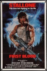 2t254 FIRST BLOOD 1sh '82 artwork of Sylvester Stallone as John Rambo by Drew Struzan!