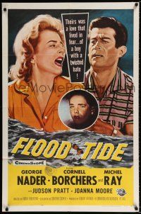 2t260 FLOOD TIDE 1sh '58 their love lived in fear of a boy with a twisted hate!
