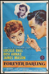 2t266 FOREVER DARLING 1sh '56 art of James Mason, Desi Arnaz & Lucille Ball!