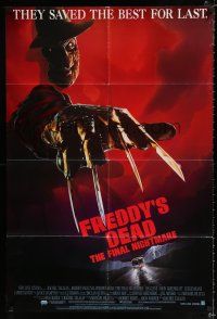 2t274 FREDDY'S DEAD int'l 1sh '91 great close up Freddy Krueger's hat, claws & sweater!