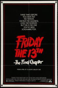 2t277 FRIDAY THE 13th - THE FINAL CHAPTER 1sh '84 Part IV, slasher sequel, Jason's unlucky day!